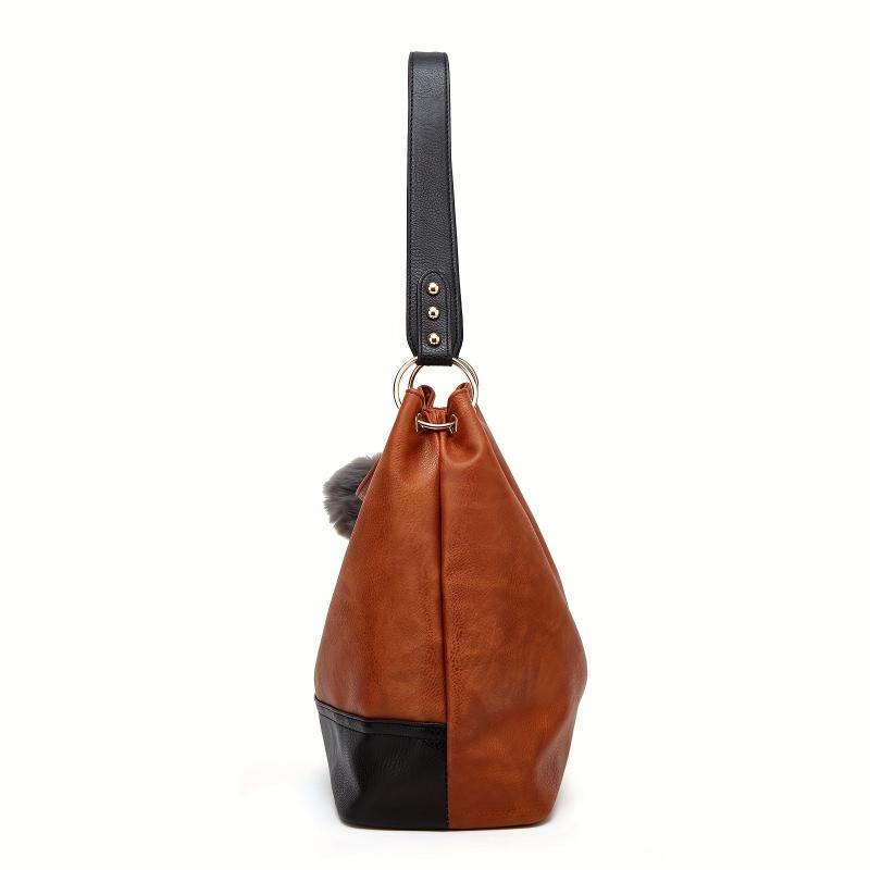 Vintage Contrast Tote Bag Large Capacity Shoulder Bag Hobo Bag