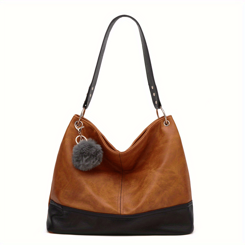 Vintage Contrast Tote Bag Large Capacity Shoulder Bag Hobo Bag