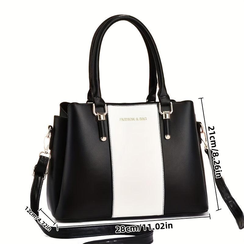 Colorblock Crossbody Bag Top Handle Satchel All Match Handbag