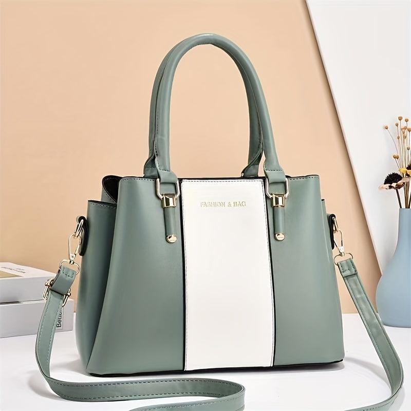 Colorblock Crossbody Bag Top Handle Satchel All Match Handbag