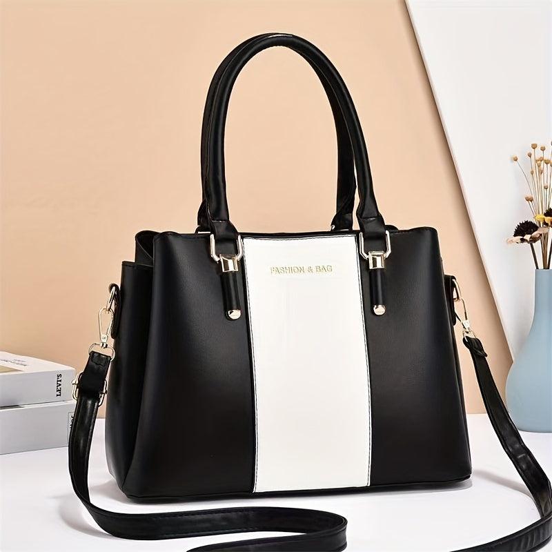 Colorblock Crossbody Bag Top Handle Satchel All Match Handbag