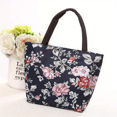 Vintage Floral Pattern Tote Handbag Classic Storage Satchel Bag