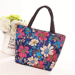 Vintage Floral Pattern Tote Handbag Classic Storage Satchel Bag