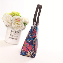 Vintage Floral Pattern Tote Handbag Classic Storage Satchel Bag