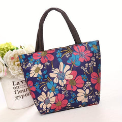 Vintage Floral Pattern Tote Handbag Classic Storage Satchel Bag