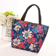 Vintage Floral Pattern Tote Handbag Classic Storage Satchel Bag