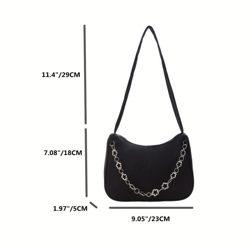 Floral Pattern Metal Shoulder Bag Soft Handbag