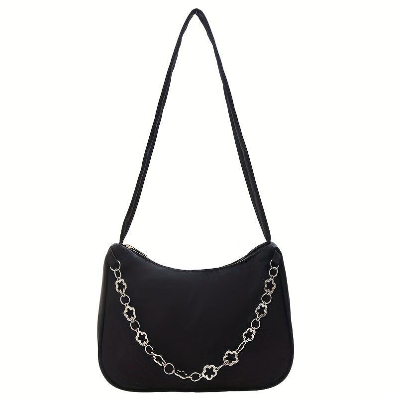 Floral Pattern Metal Shoulder Bag Soft Handbag
