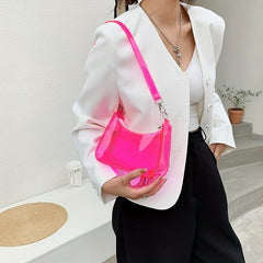 Transparent Jelly Shoulder Bag Underarm Purse for Travel Events Concert