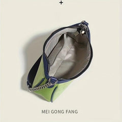 Y2K Green Embroidery Underarm Bag Chain Baguette