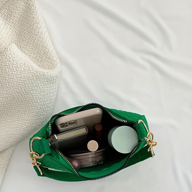 Stone Pattern Underarm Bag Fabric Textured Zipper Purse