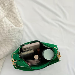 Stone Pattern Underarm Bag Fabric Textured Zipper Purse