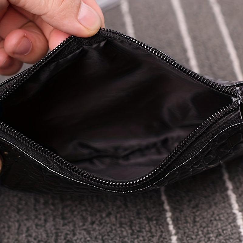 Minimalist Crocodile Embossed Long Purse Solid Clutch Wallet Zipper Purse