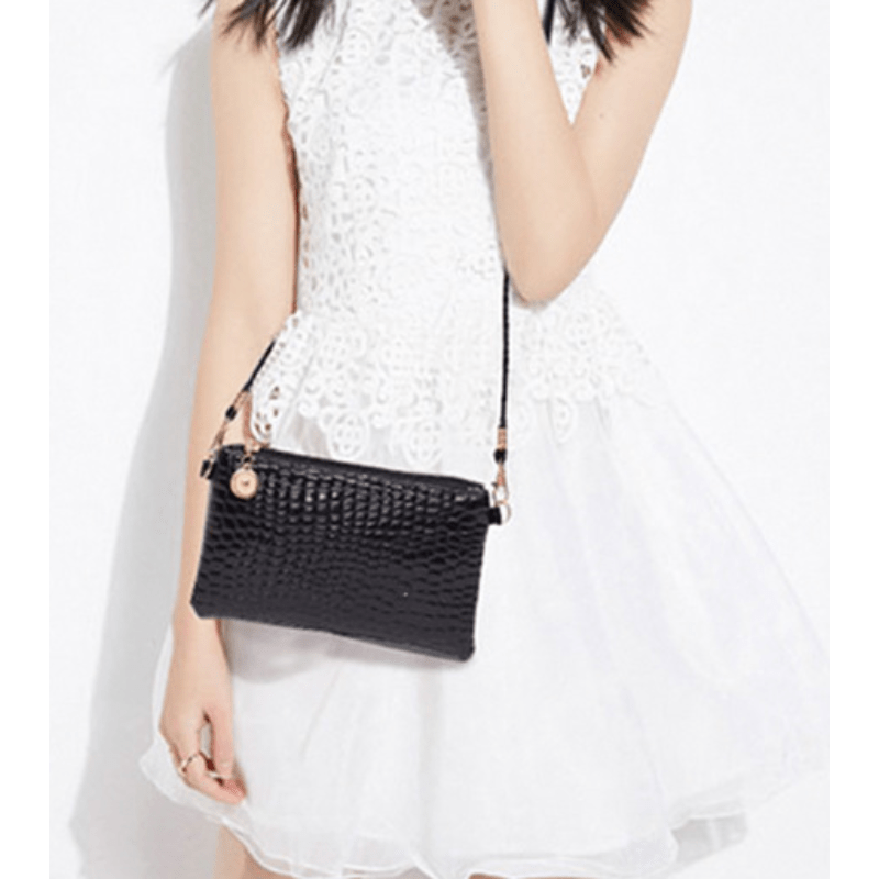 Minimalist Crocodile Embossed Long Purse Solid Clutch Wallet Zipper Purse