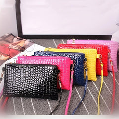 Minimalist Crocodile Embossed Long Purse Solid Clutch Wallet Zipper Purse