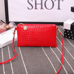 Minimalist Crocodile Embossed Long Purse Solid Clutch Wallet Zipper Purse
