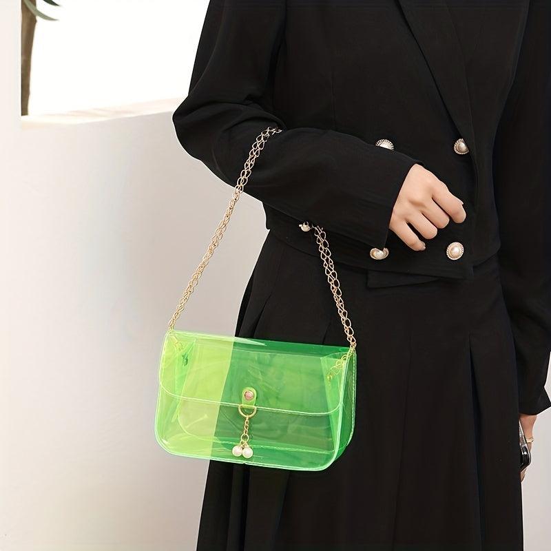 Transparent Square Jelly Bag Shoulder Chain All Match Women's Purse
