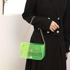 Transparent Square Jelly Bag Shoulder Chain All Match Women's Purse