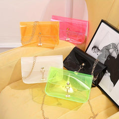 Transparent Square Jelly Bag Shoulder Chain All Match Women's Purse