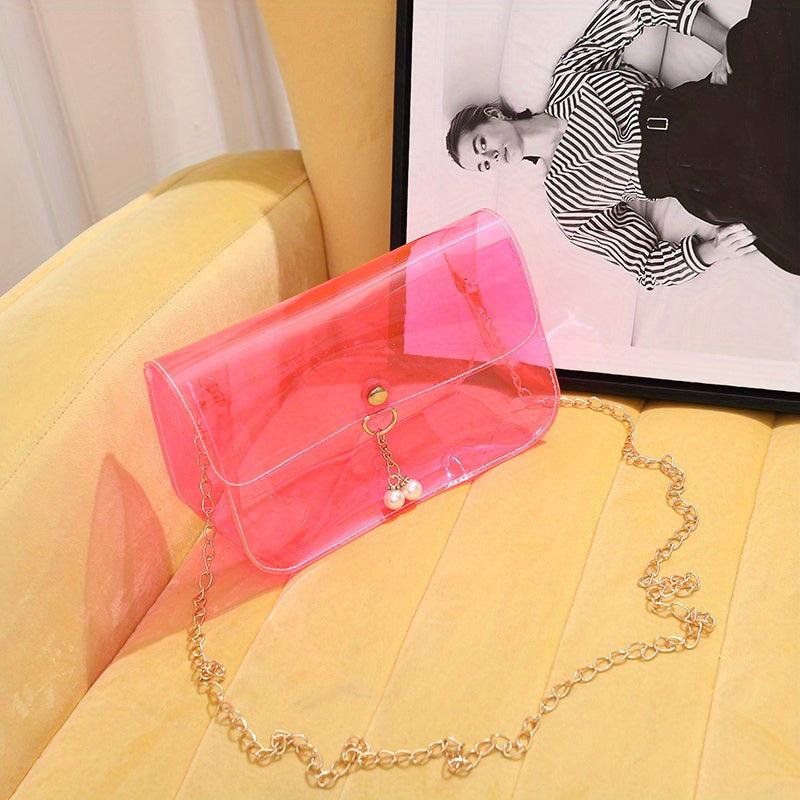 Transparent Square Jelly Bag Shoulder Chain All Match Women's Purse