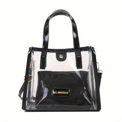 2Pcs Clear PVC Tote Bag Set Crossbody Beach Bag Inner Pouch