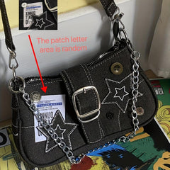 Y2K Grunge Denim Star Underarm Bag