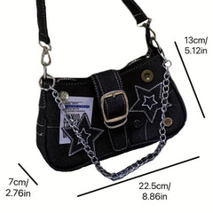Y2K Grunge Denim Star Underarm Bag