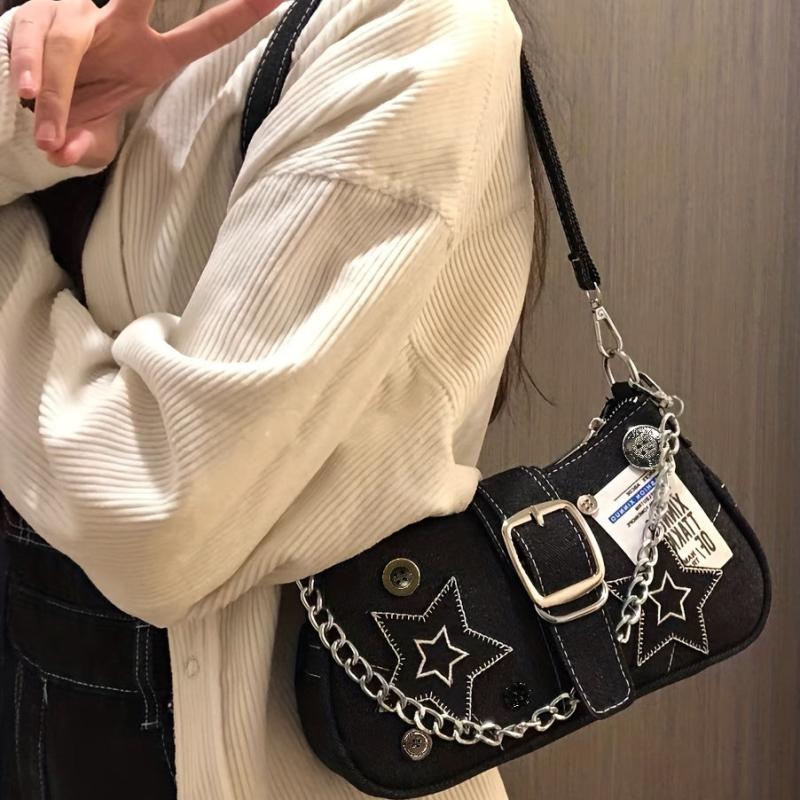 Y2K Grunge Denim Star Underarm Bag
