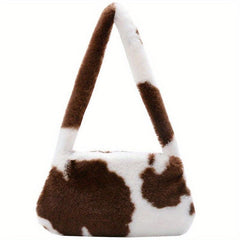 Leopard Cow Pattern Plush Bag Women's Shoulder Bag