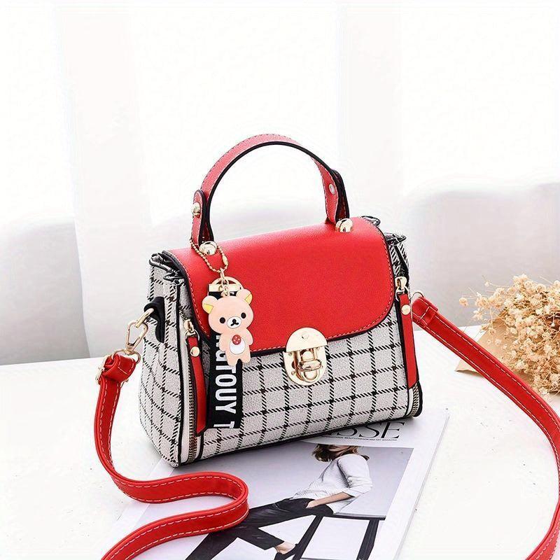 Plaid Pattern Colorblock Shoulder Bag Satchel Bag