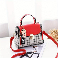Plaid Pattern Colorblock Shoulder Bag Satchel Bag