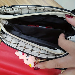 Plaid Pattern Colorblock Shoulder Bag Satchel Bag