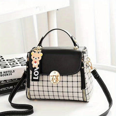 Plaid Pattern Colorblock Shoulder Bag Satchel Bag