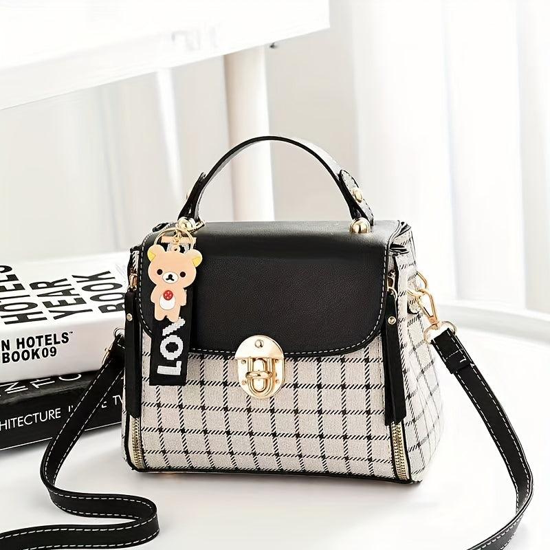 Plaid Pattern Colorblock Shoulder Bag Satchel Bag
