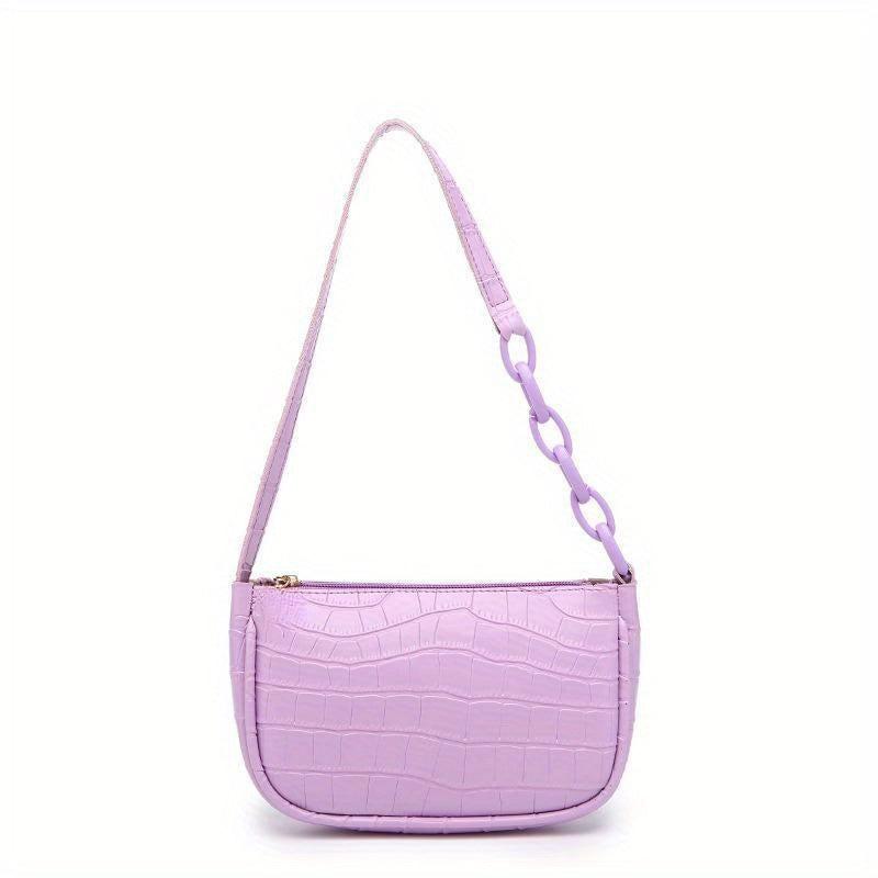 Crocodile Pattern Underarm Bag Solid Shoulder Bag