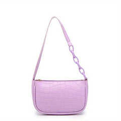 Crocodile Pattern Underarm Bag Solid Shoulder Bag