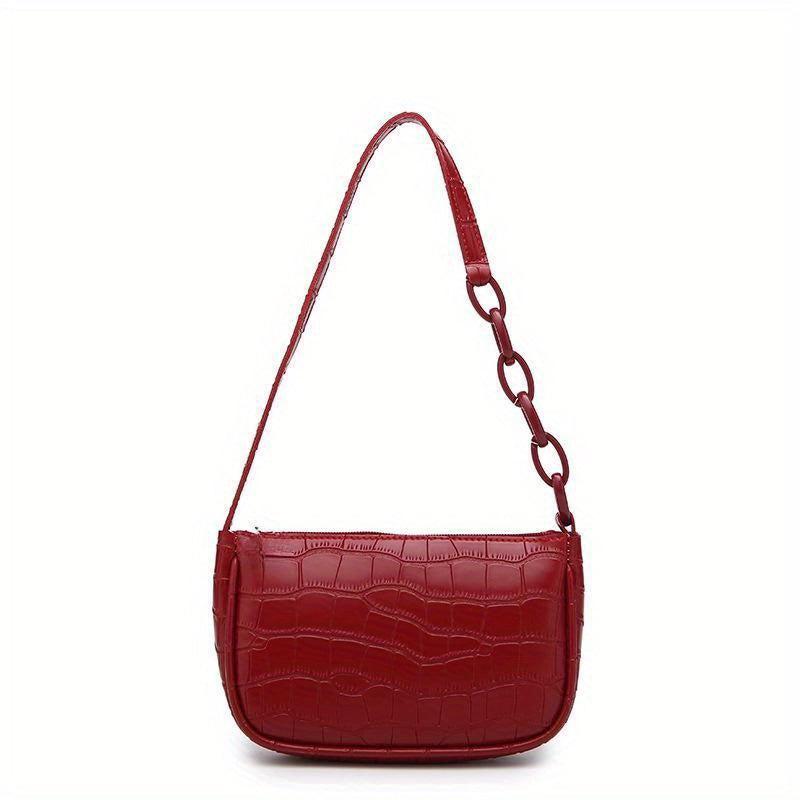 Crocodile Pattern Underarm Bag Solid Shoulder Bag