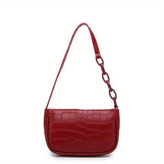 Crocodile Pattern Underarm Bag Solid Shoulder Bag