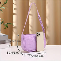 Crocodile Pattern Underarm Bag Solid Shoulder Bag