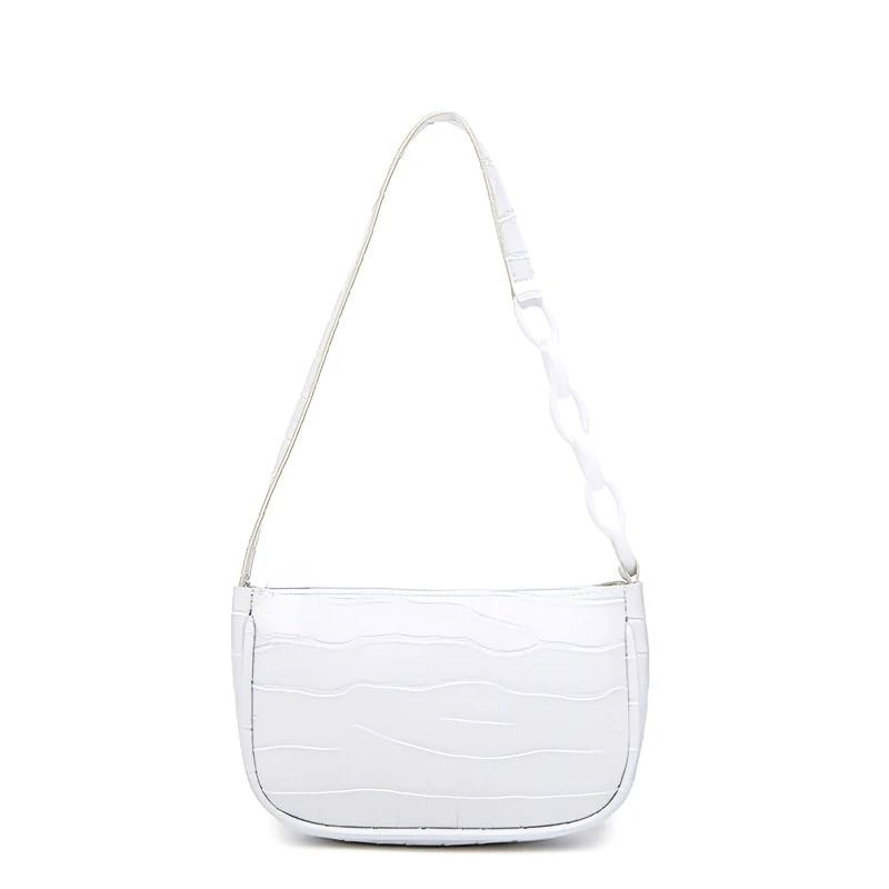 Crocodile Pattern Underarm Bag Solid Shoulder Bag