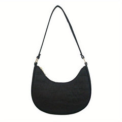 Solid Zipper Shoulder Bag for Ladies