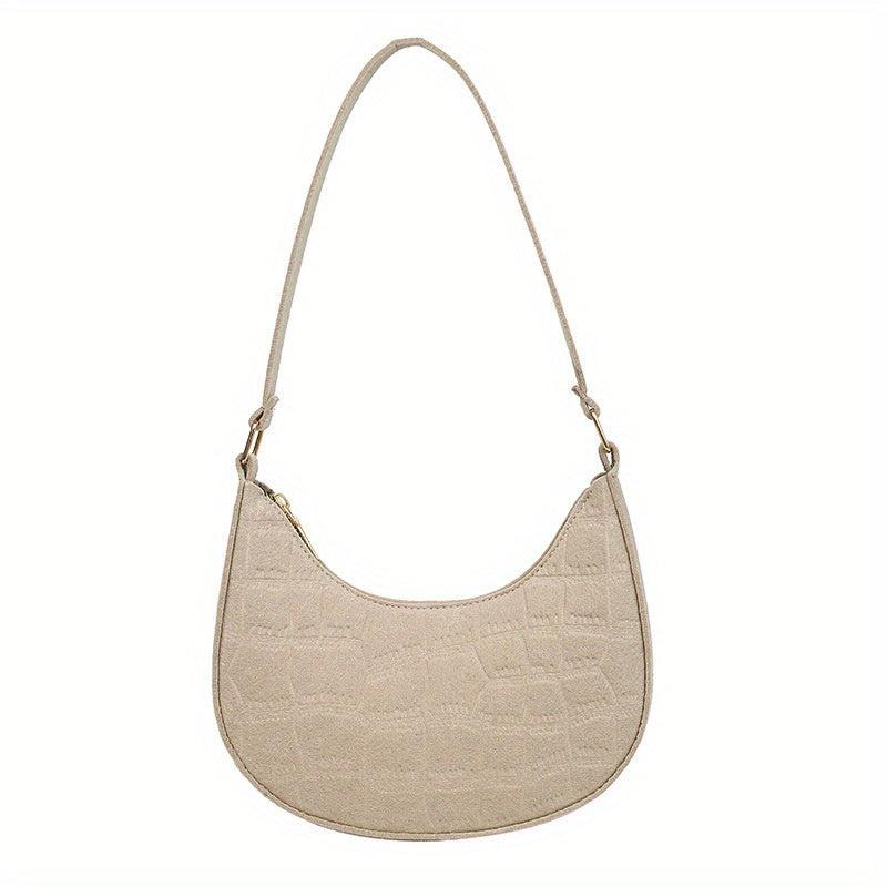 Solid Zipper Shoulder Bag for Ladies