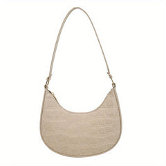 Solid Zipper Shoulder Bag for Ladies