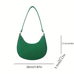 Solid Zipper Shoulder Bag for Ladies