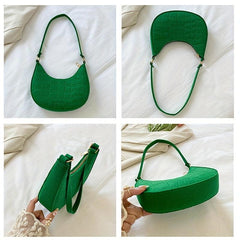 Solid Zipper Shoulder Bag for Ladies
