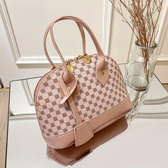 Geometric Pattern Shoulder Bag PU Leather Top Handle Handbag