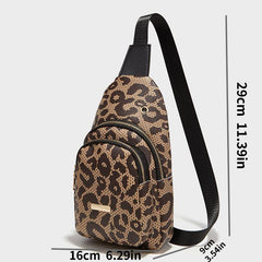 Leopard Pattern Sling Bag Faux Leather Chest Purse Crossbody Bag