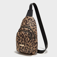 Leopard Pattern Sling Bag Faux Leather Chest Purse Crossbody Bag