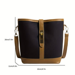 Colorblock Bucket Bag Turn Lock Shoulder Bag