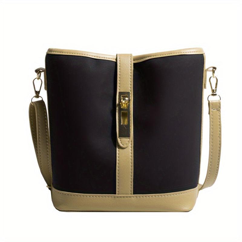 Colorblock Bucket Bag Turn Lock Shoulder Bag